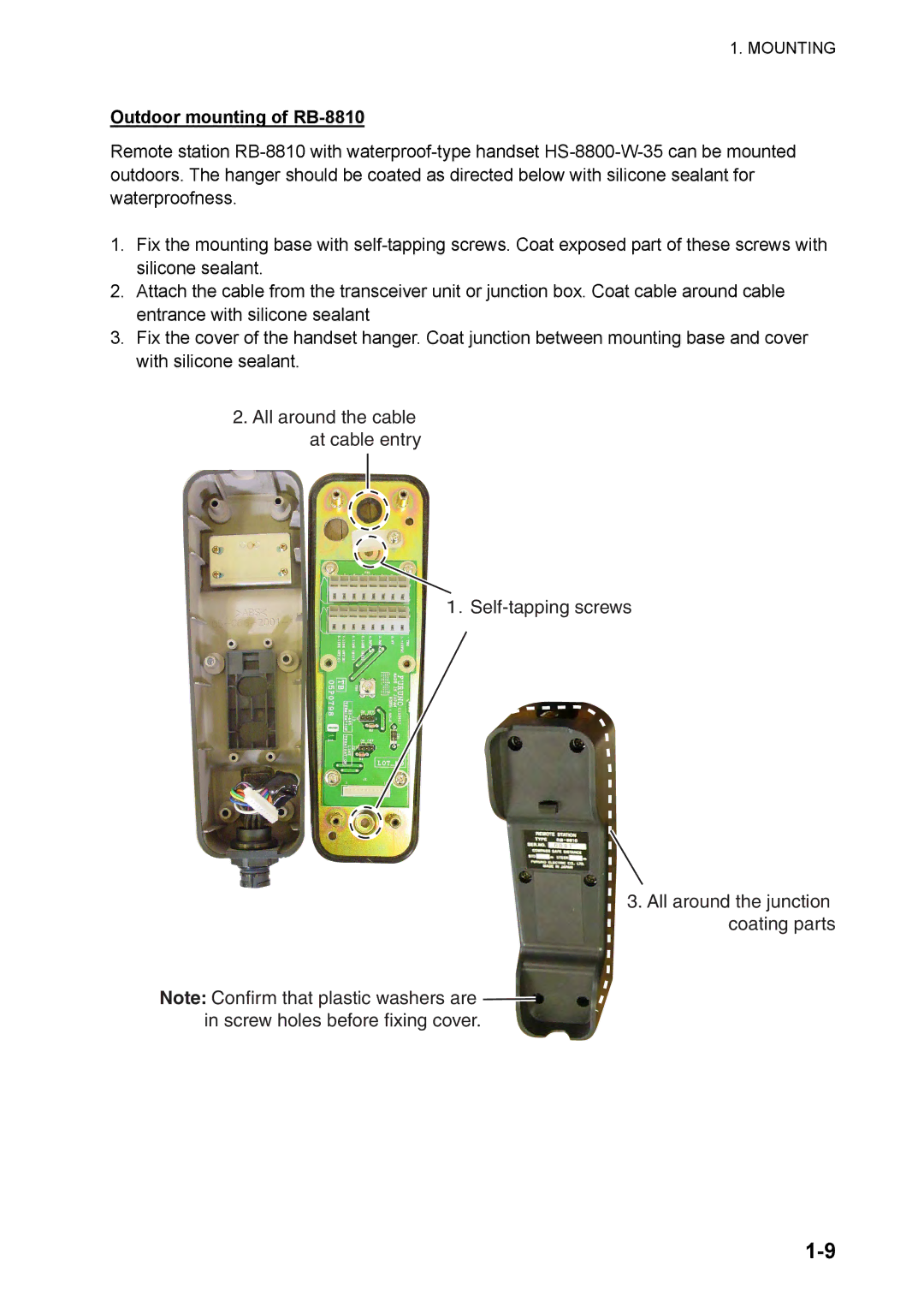 Furuno FM-8800D/8800S manual Outdoor mounting of RB-8810 