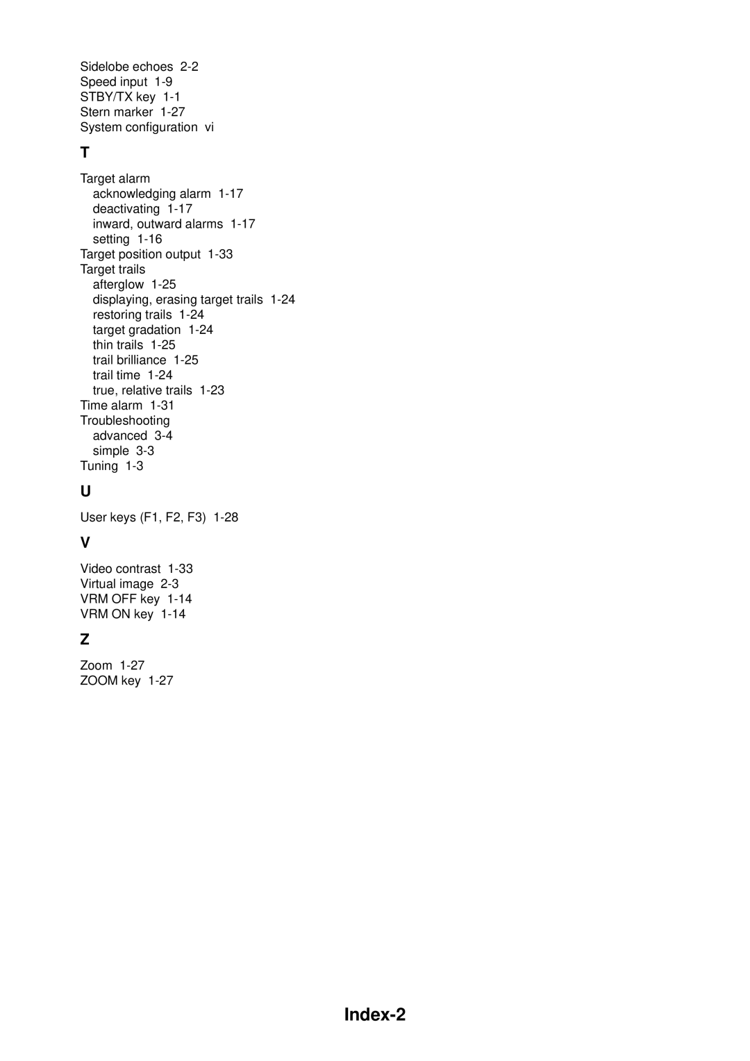 Furuno FR-1710 manual Index-2 