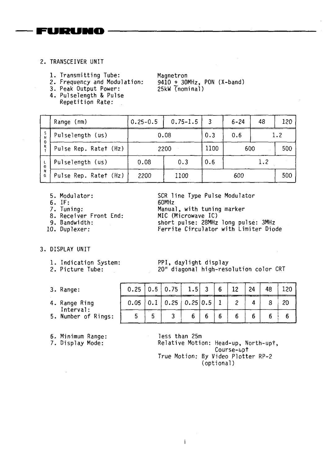 Furuno FR-2020 manual 