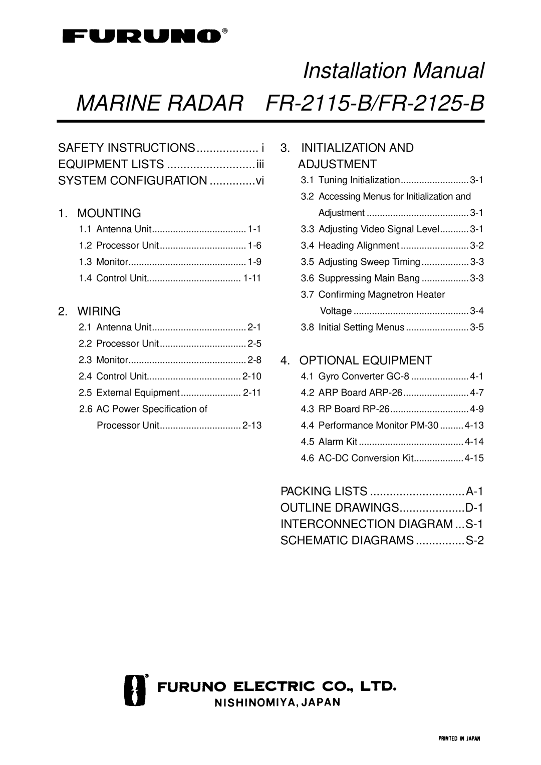 Furuno installation manual Marine Radar FR-2115-B/FR-2125-B 