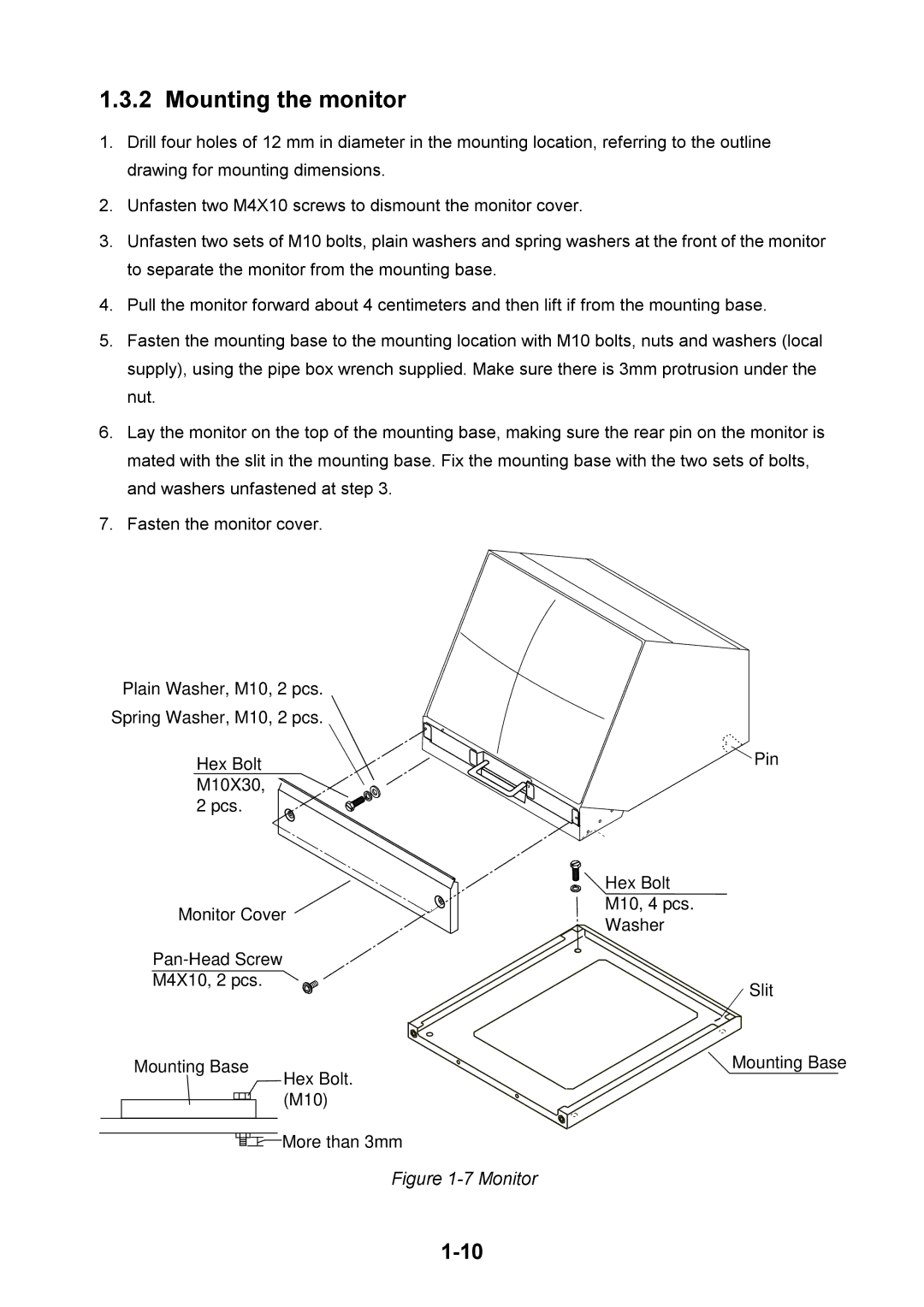 Furuno FR-2115-B installation manual Mounting the monitor 