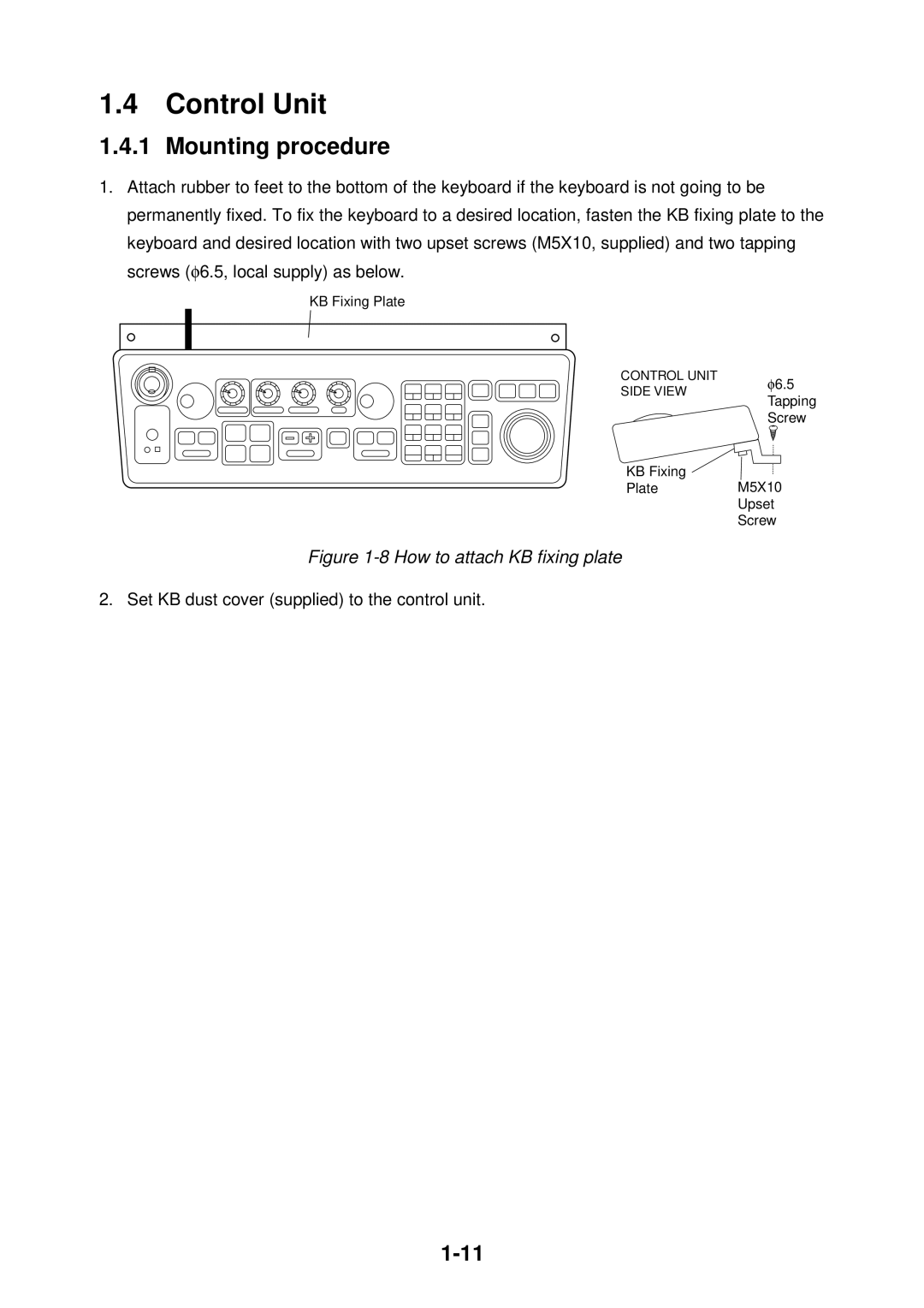 Furuno FR-2115-B installation manual Control Unit 