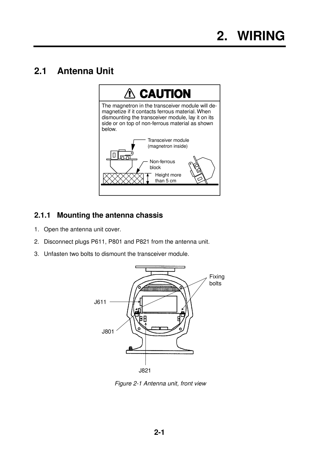 Furuno FR-2115-B installation manual Antenna Unit, Mounting the antenna chassis 