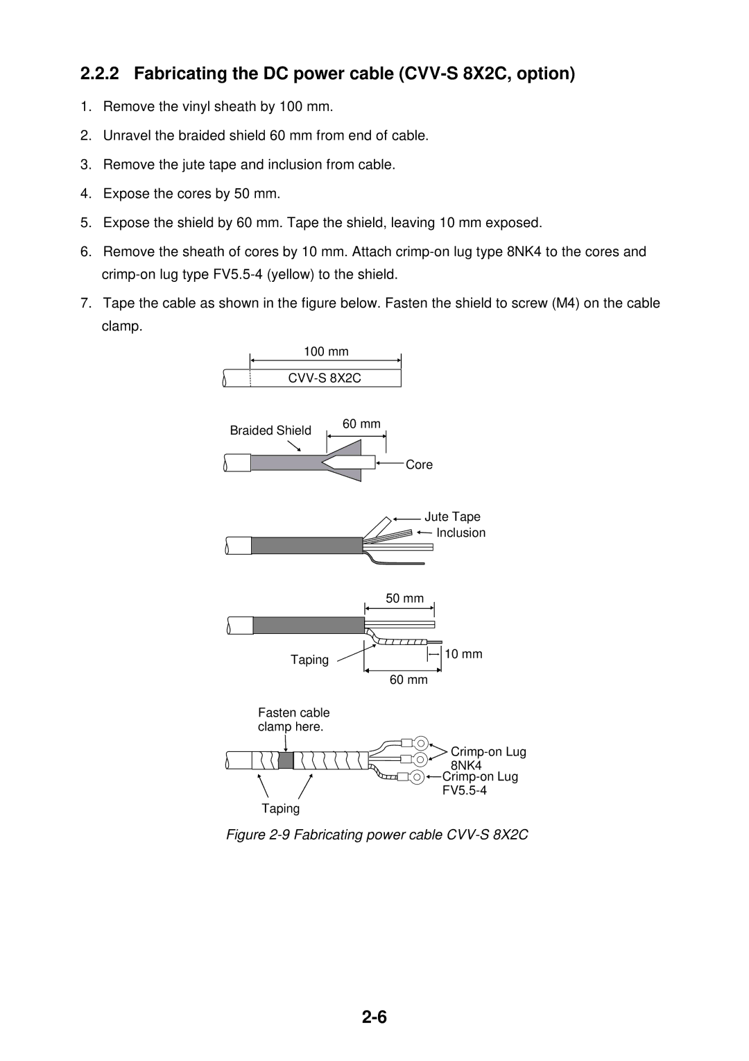 Furuno FR-2115-B installation manual Fabricating the DC power cable CVV-S 8X2C, option 