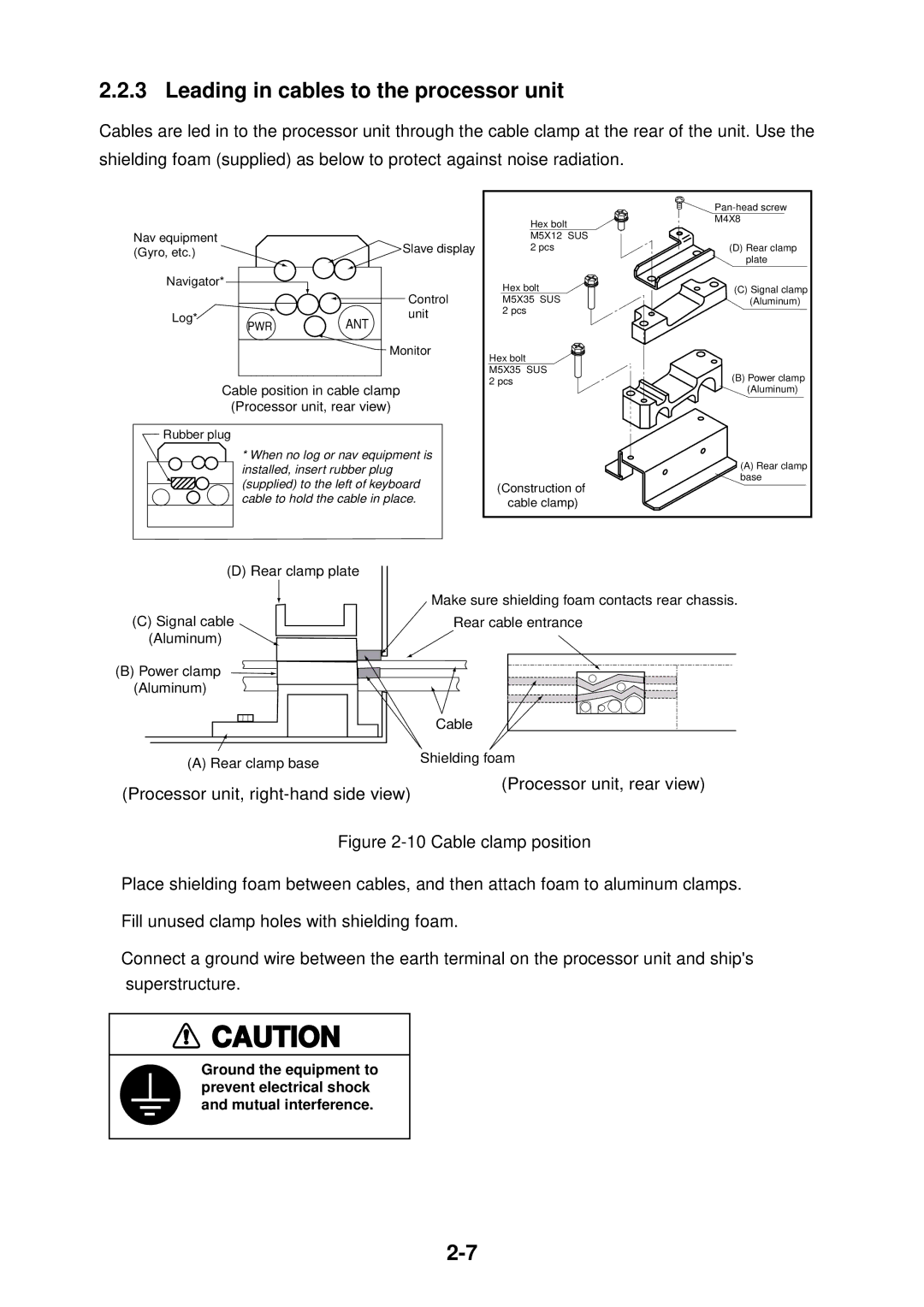 Furuno FR-2115-B installation manual Leading in cables to the processor unit, Ant 