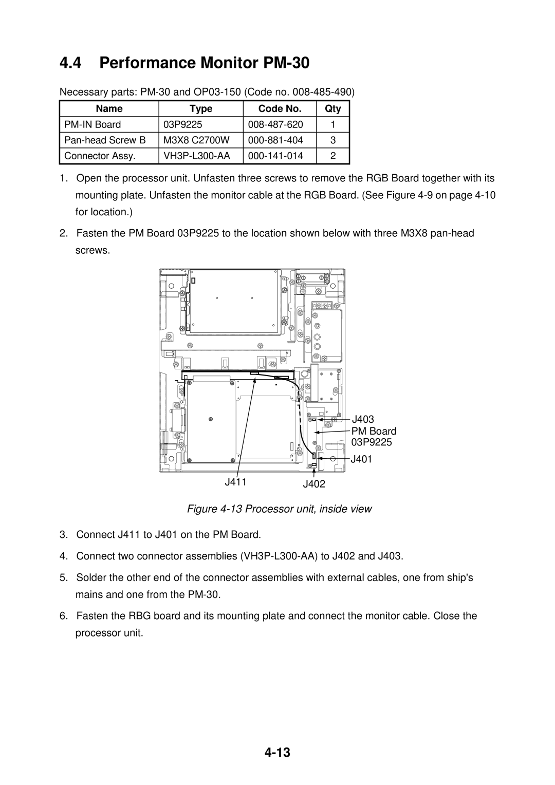 Furuno FR-2115-B installation manual Performance Monitor PM-30, Necessary parts PM-30 and OP03-150 Code no 