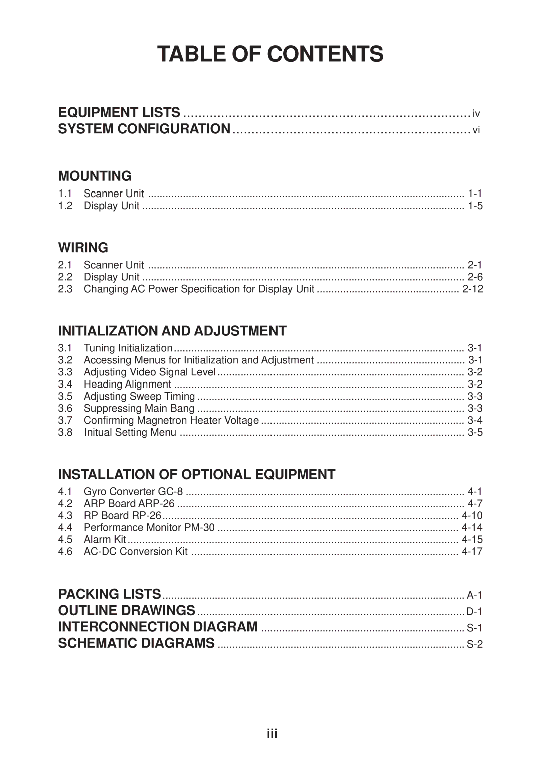 Furuno FR-2115/2125 manual Table of Contents 