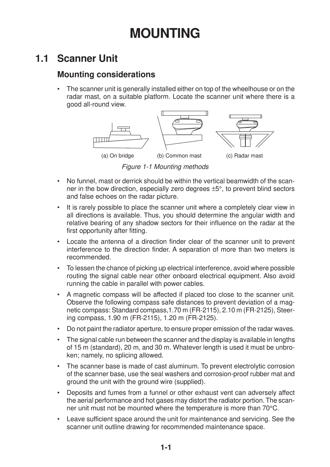 Furuno FR-2115/2125 manual Scanner Unit, Mounting considerations 