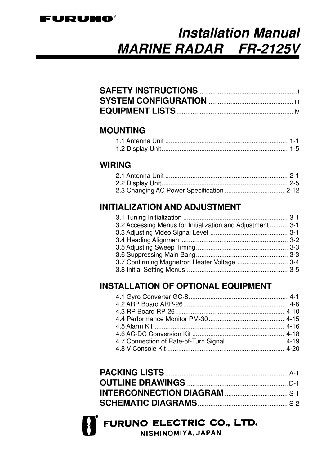 Furuno installation manual Installation Manual Marine Radar FR-2125V 