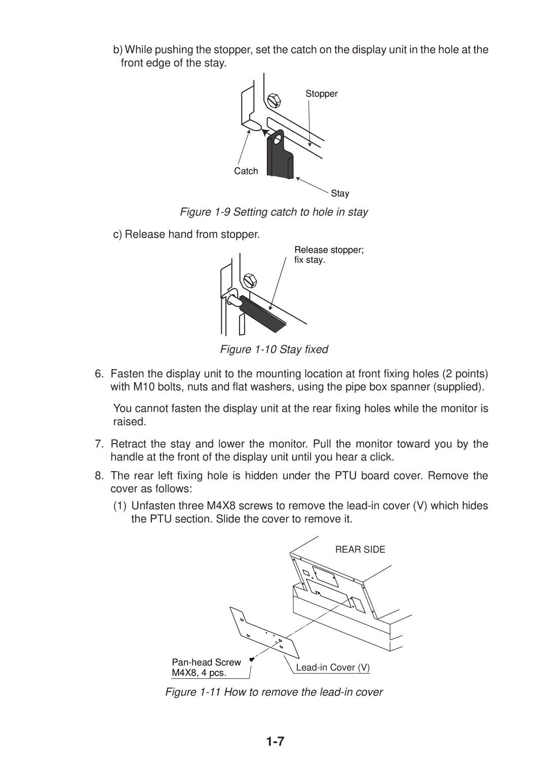 Furuno FR-2125V installation manual Setting catch to hole in stay 