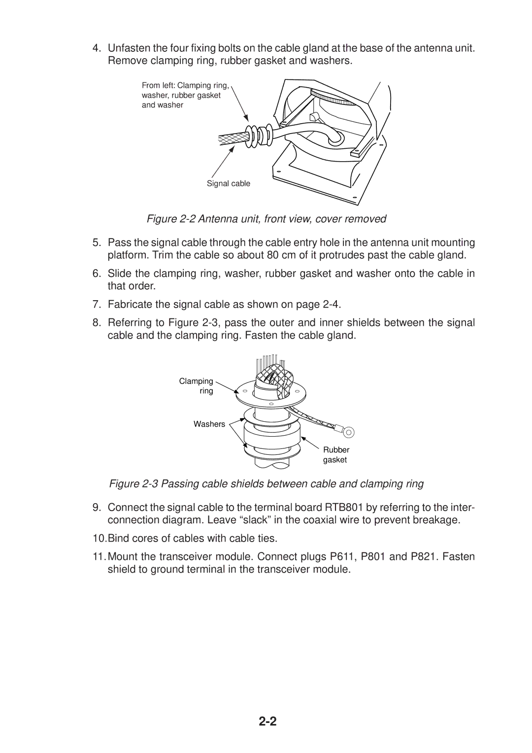 Furuno FR-2125V installation manual Antenna unit, front view, cover removed 