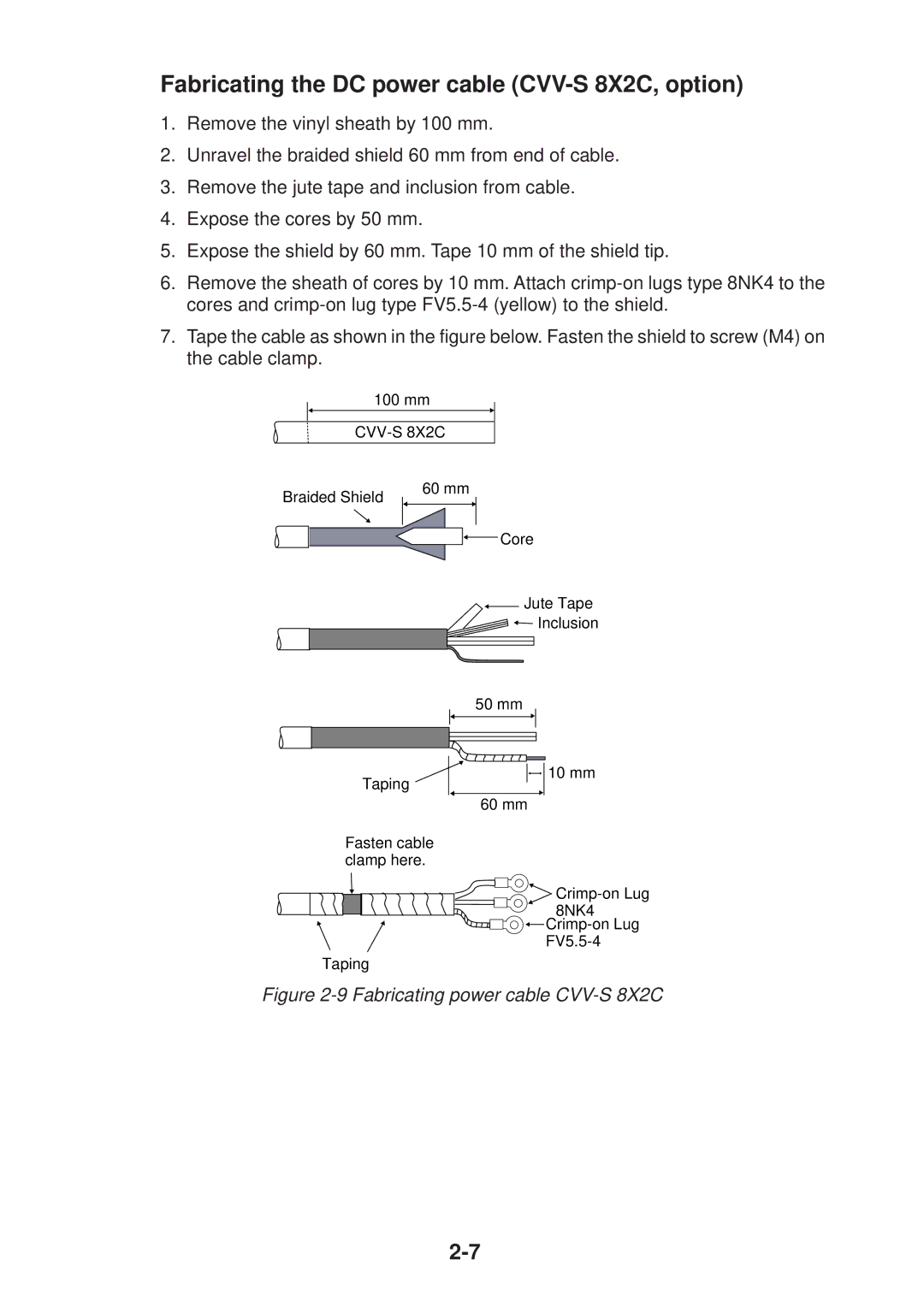 Furuno FR-2125V installation manual Fabricating the DC power cable CVV-S 8X2C, option 