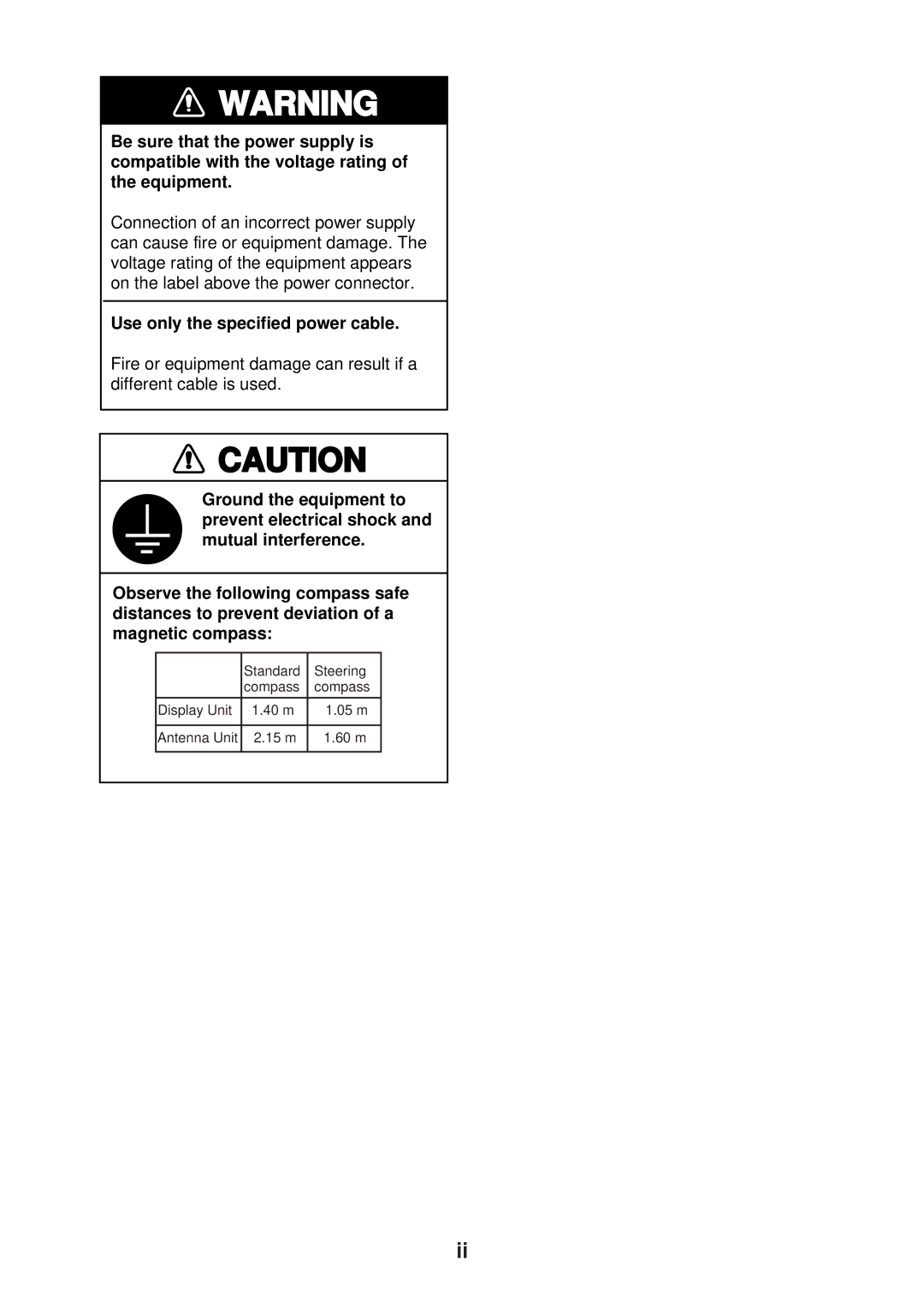 Furuno FR-2125V installation manual Use only the specified power cable 