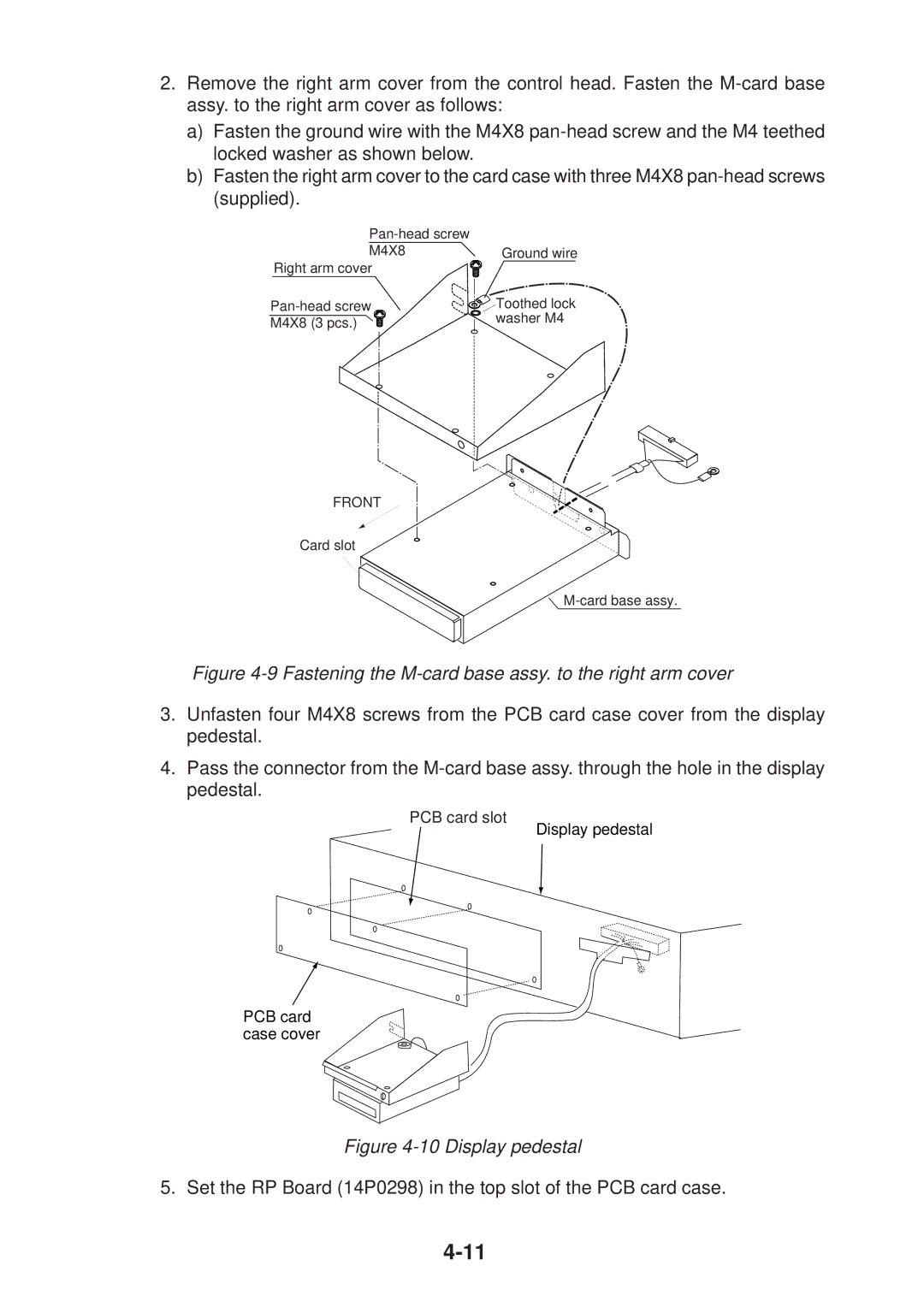 Furuno FR-2125V installation manual Fastening the M-card base assy. to the right arm cover 