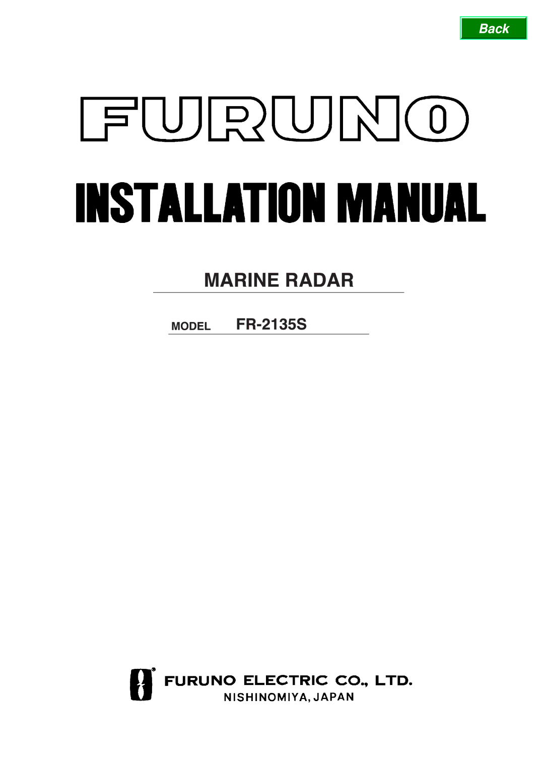 Furuno FR-2135S manual Back 