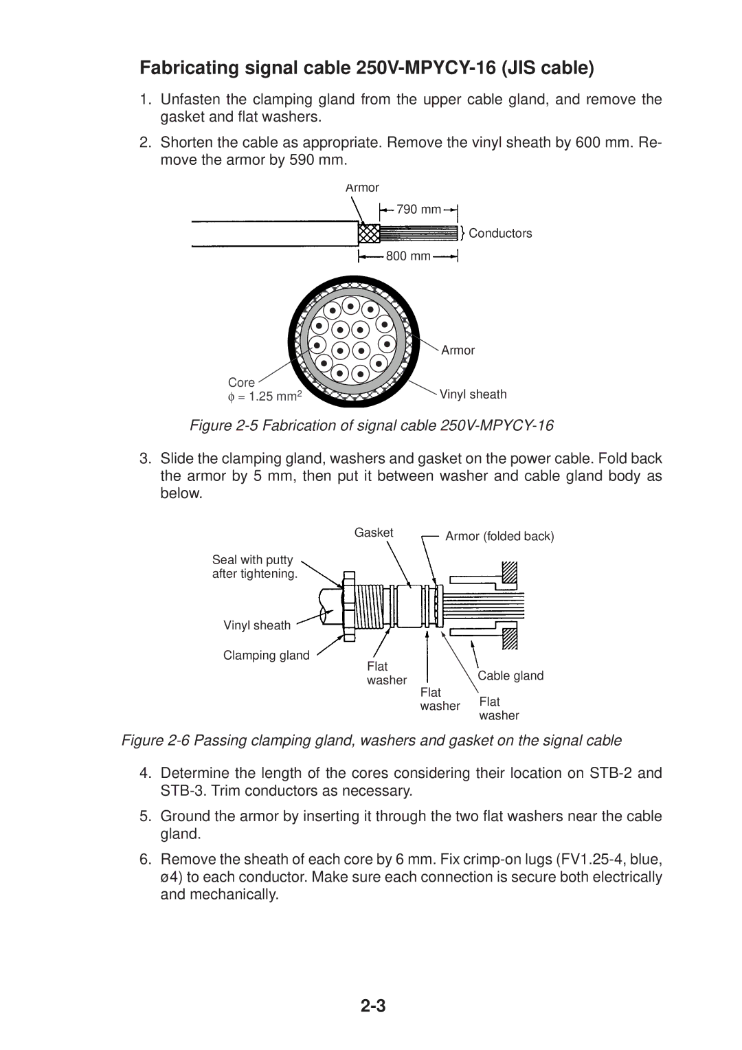 Furuno FR-2155 manual Fabricating signal cable 250V-MPYCY-16 JIS cable, Fabrication of signal cable 250V-MPYCY-16 