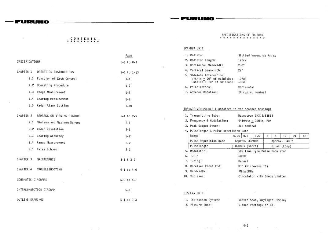 Furuno FR-604D manual 