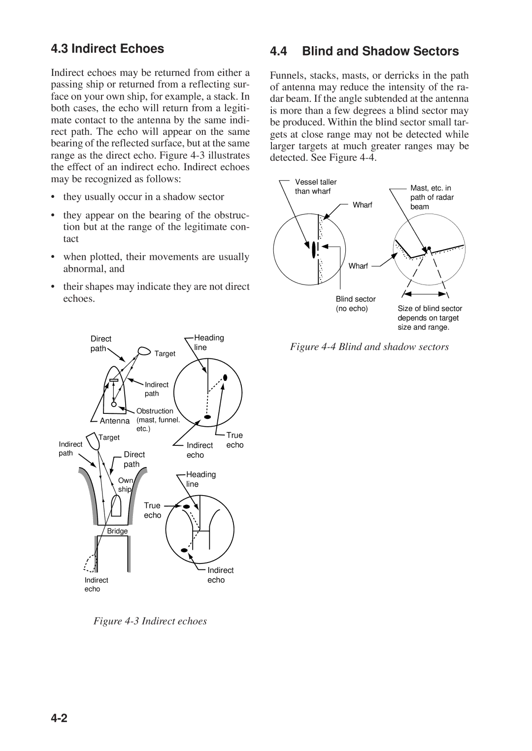 Furuno FR-7112, FR-7252, FR-7062 manual Indirect Echoes, Blind and Shadow Sectors 