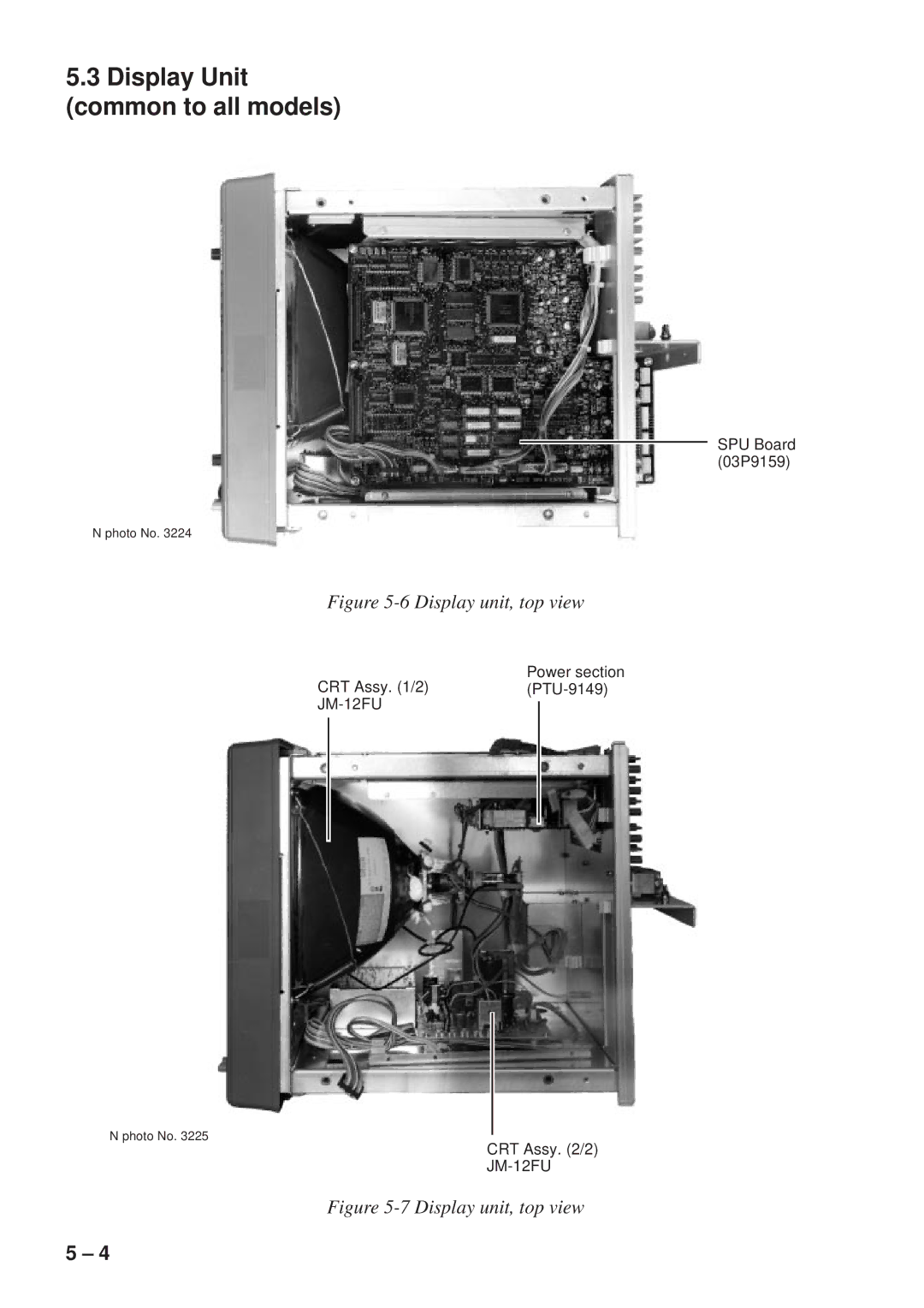 Furuno FR-8051 manual Display Unit common to all models, Display unit, top view 