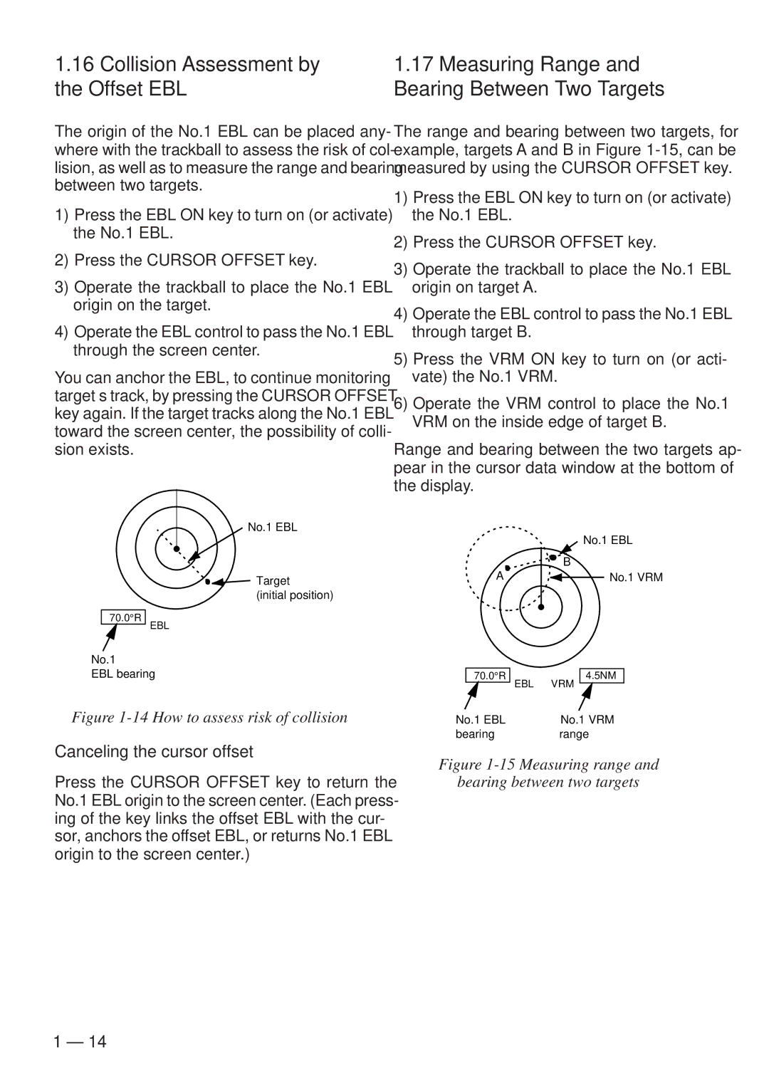 Furuno FR-8251, FR-8111 manual Collision Assessment by Measuring Range Offset EBL, Canceling the cursor offset 