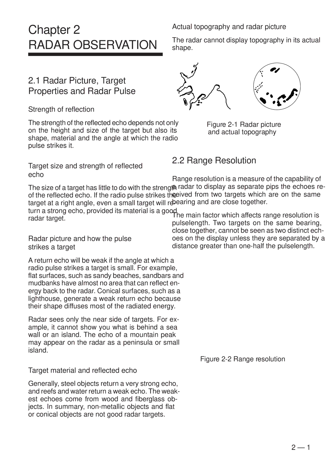 Furuno FR-8111, FR-8251 manual Radar Observation, Radar Picture, Target Properties and Radar Pulse, Range Resolution 