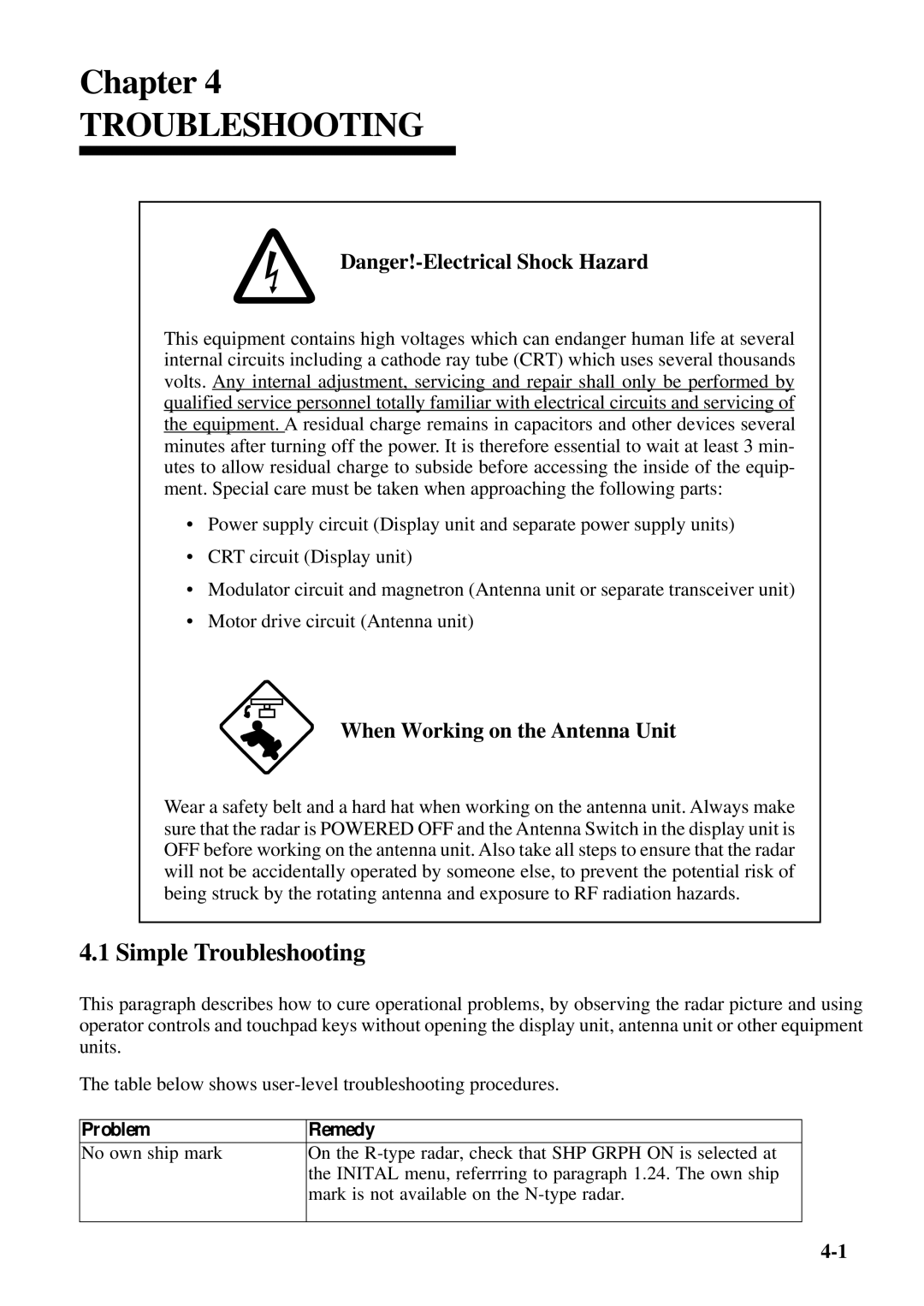 Furuno FR-8111, FR-8251 manual Simple Troubleshooting 