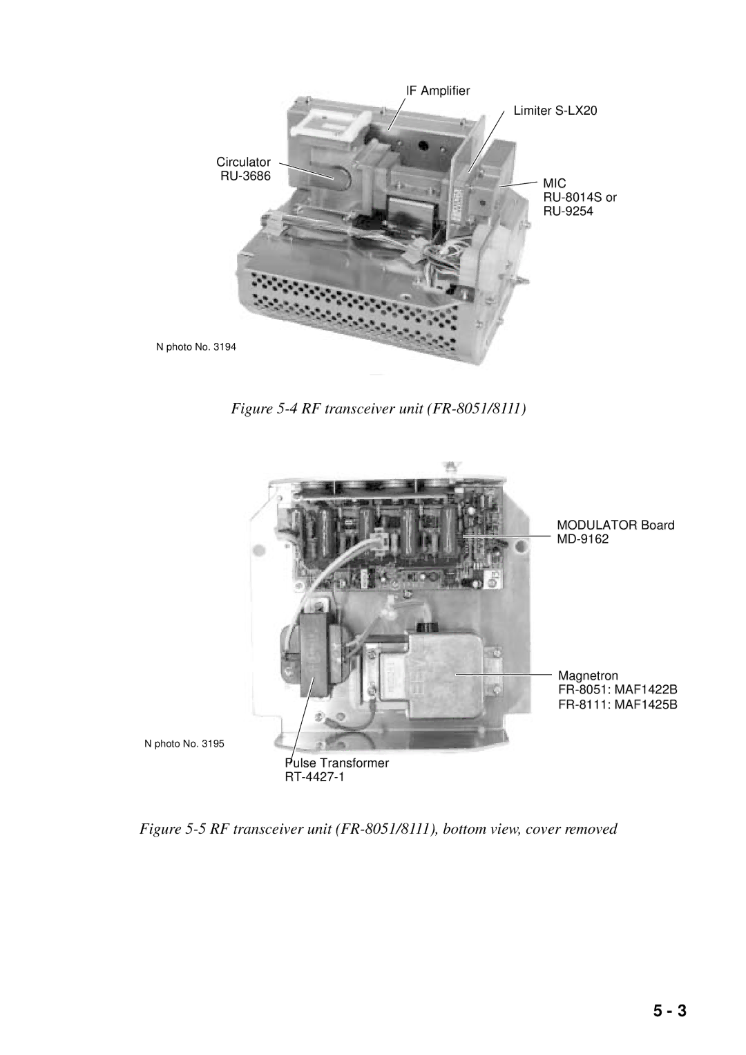 Furuno FR-8111, FR-8251 manual RF transceiver unit FR-8051/8111 