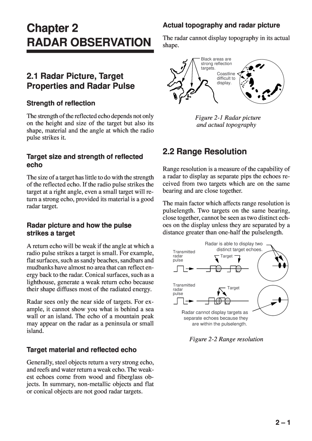Furuno FR-8111, FR-8251 manual Chapter RADAR OBSERVATION, Radar Picture, Target Properties and Radar Pulse, Range Resolution 