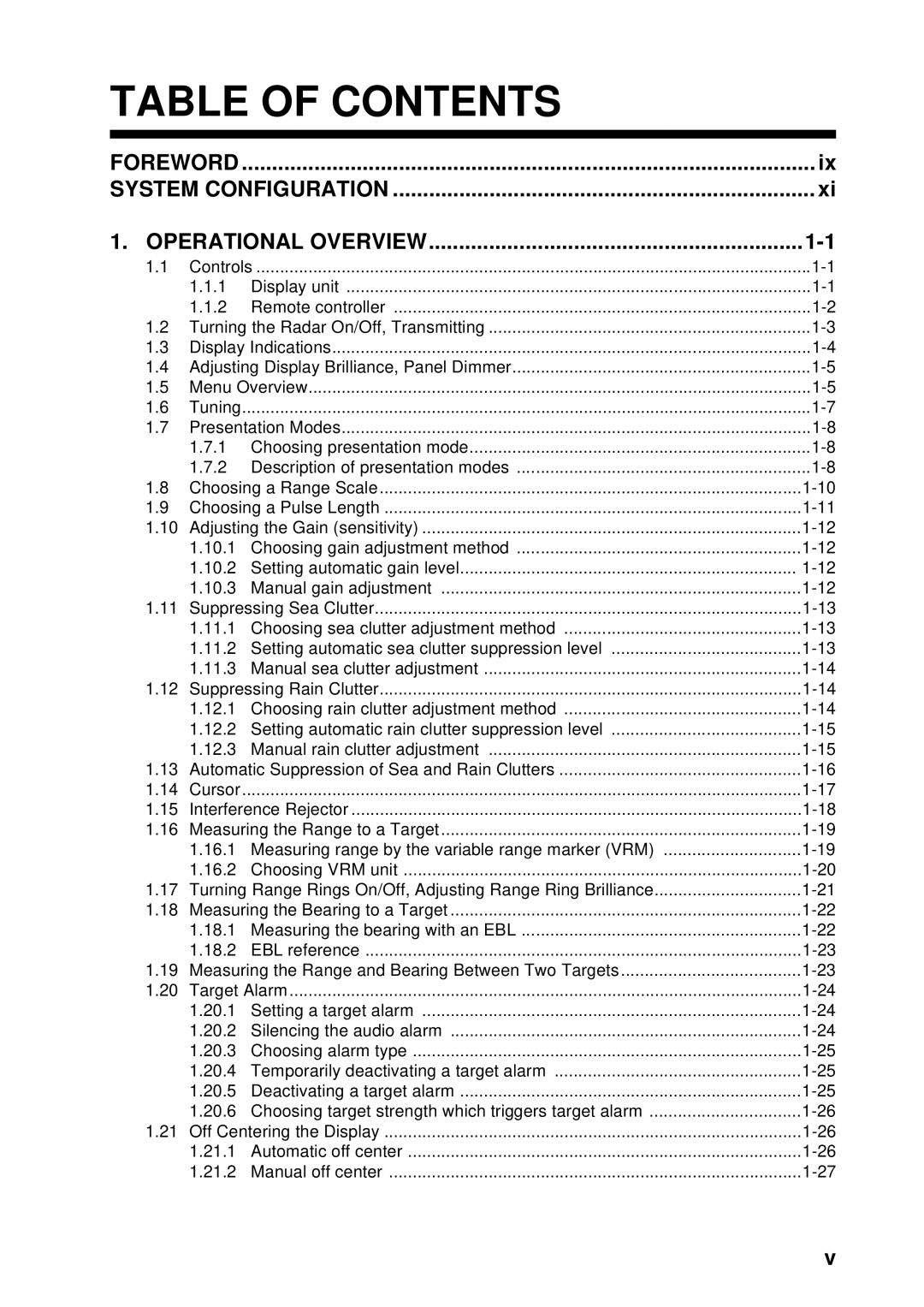 Furuno FR-8062, FR-8252, FR-8122 manual Table of Contents 