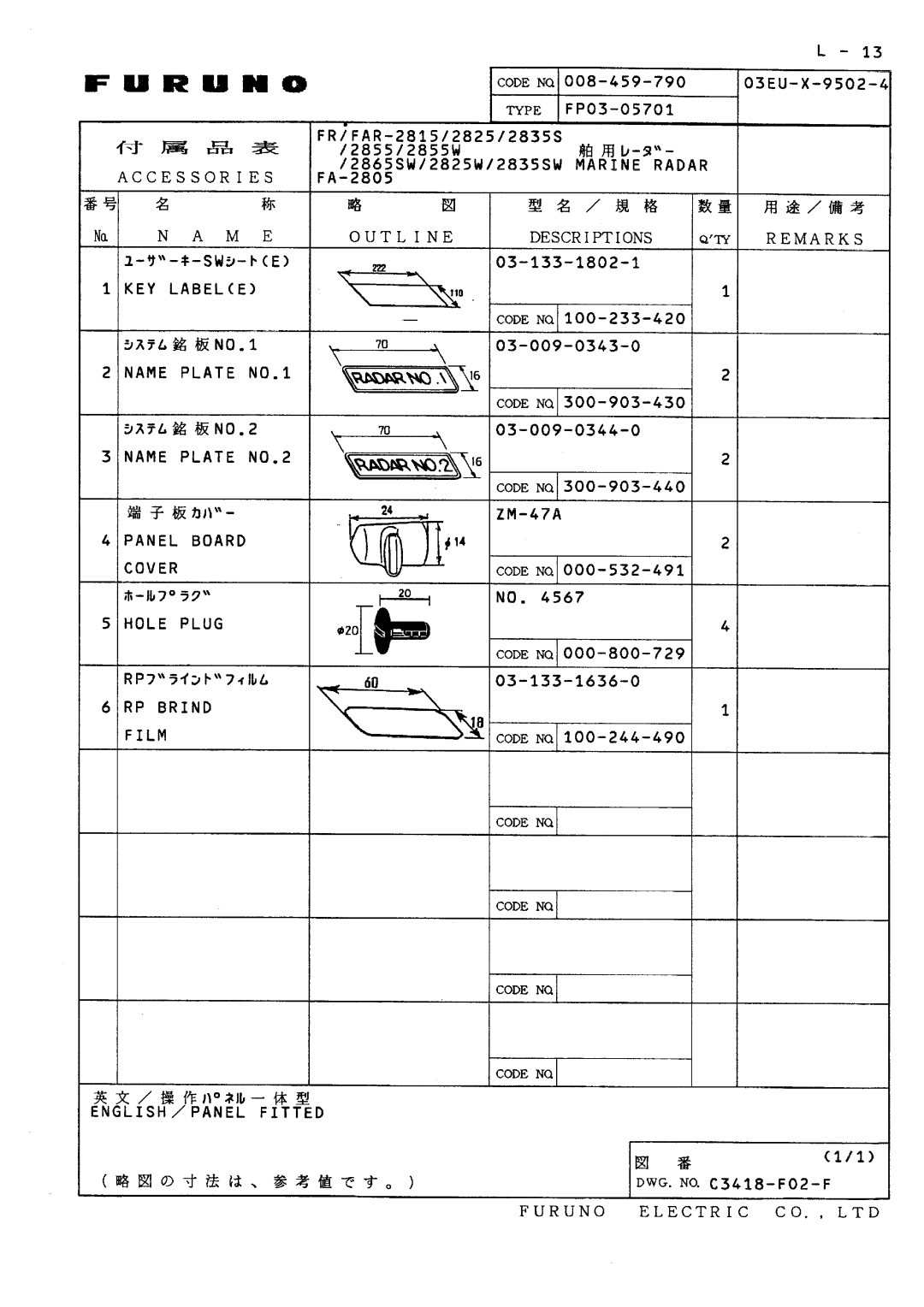 Furuno FR/FAR-2835SW/2865SW manual 