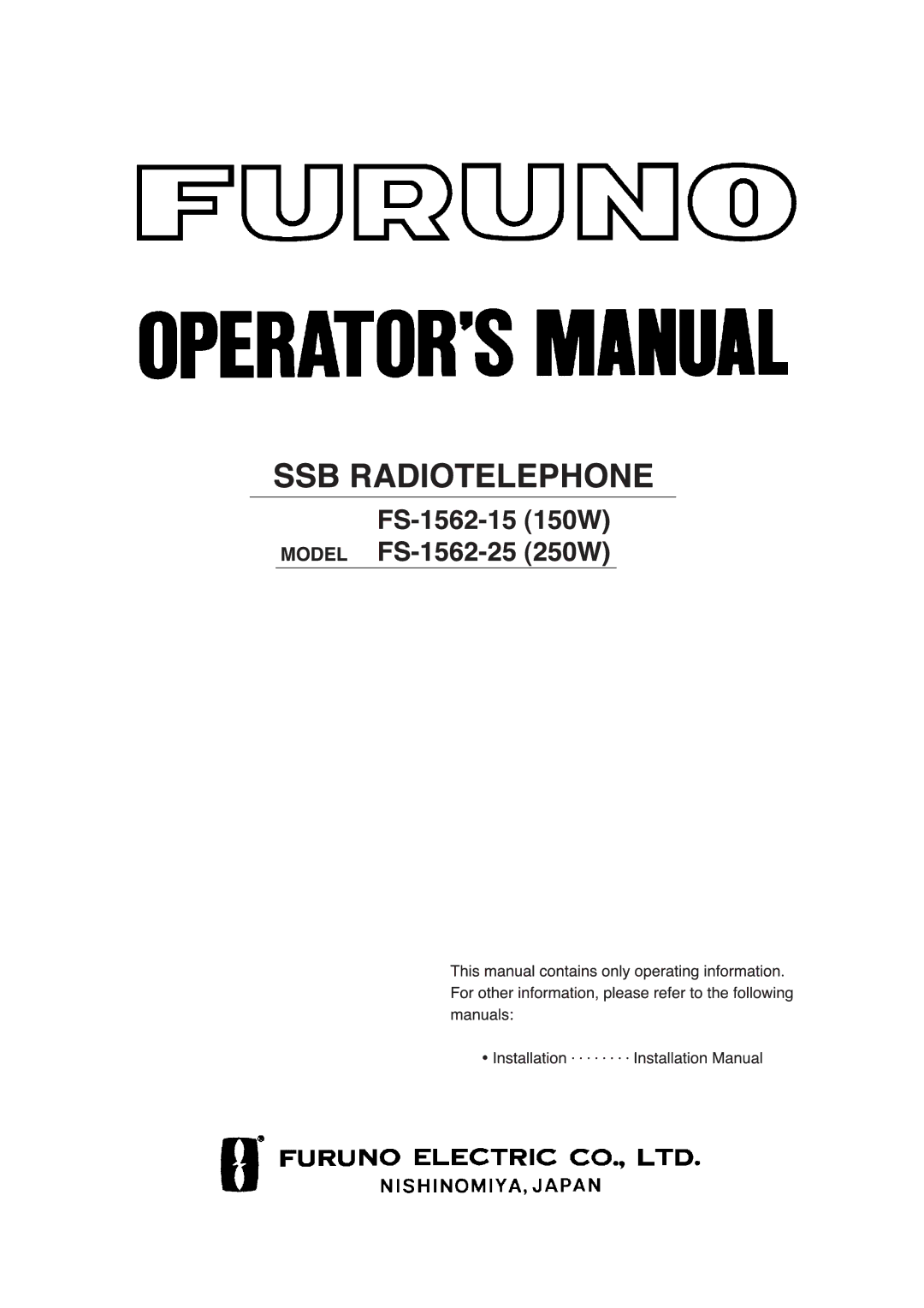 Furuno FS-1562-25, FS-1562-15 manual 