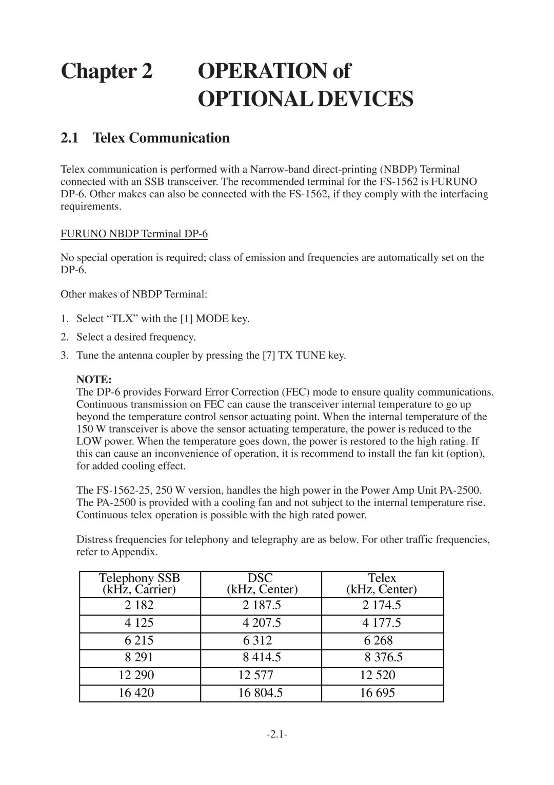 Furuno FS-1562-25, FS-1562-15 manual Optional Devices, Telex Communication 