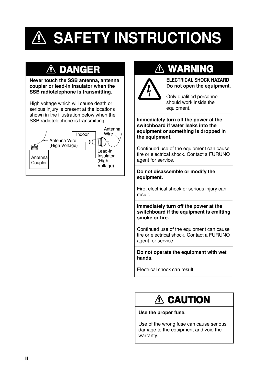 Furuno FS-2570, FS-1570 manual Safety Instructions 