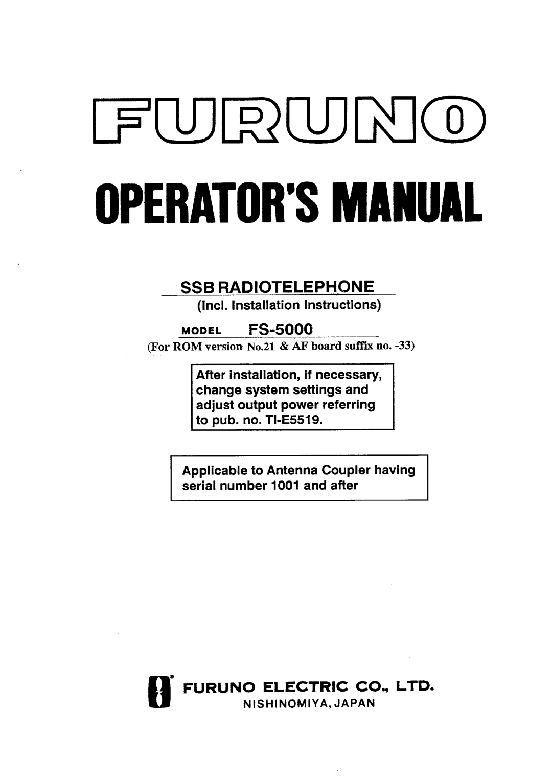 Furuno FS-5000 manual 