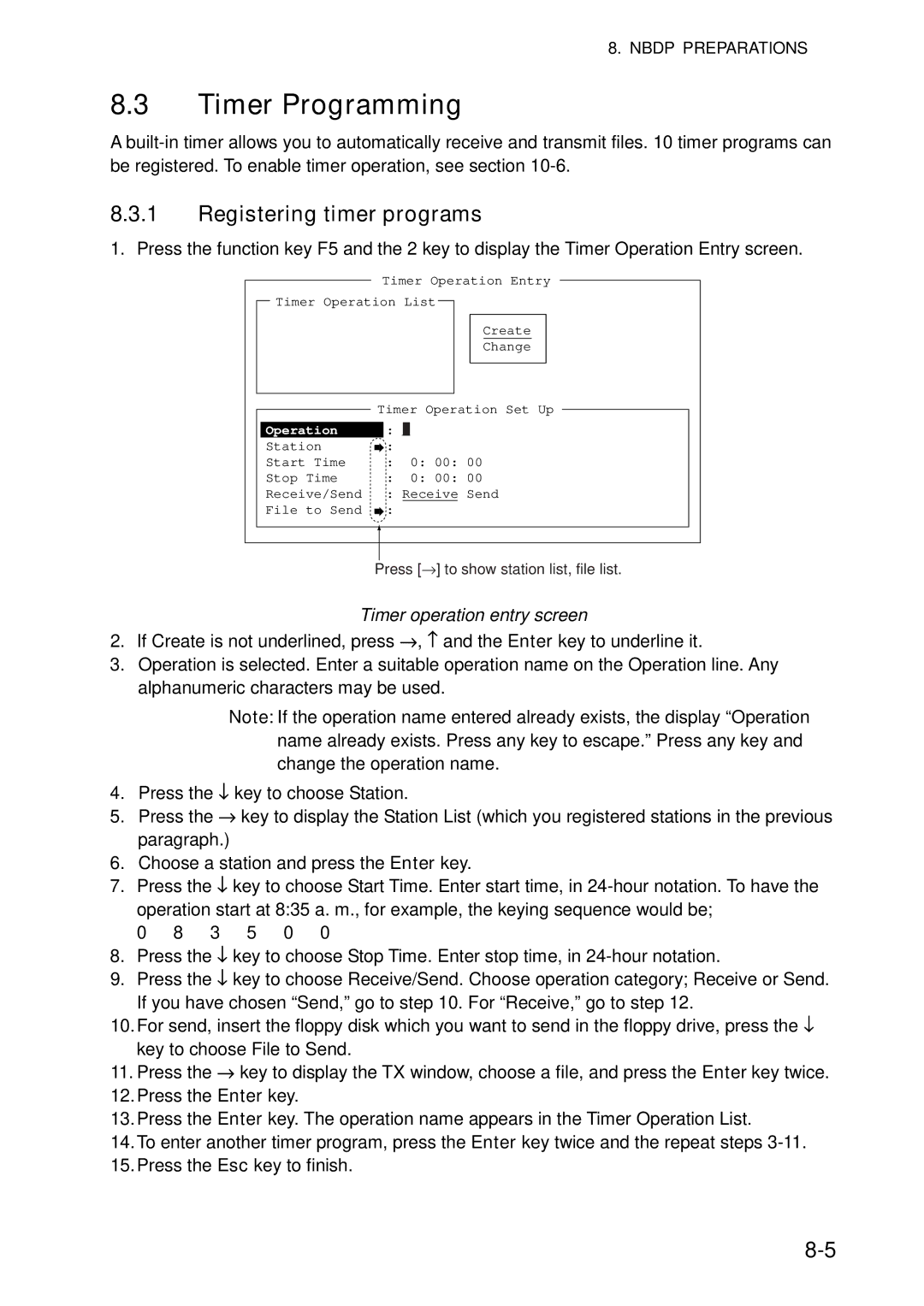 Furuno FS-5070 manual Timer Programming, Registering timer programs, Timer operation entry screen, 3 5 0 