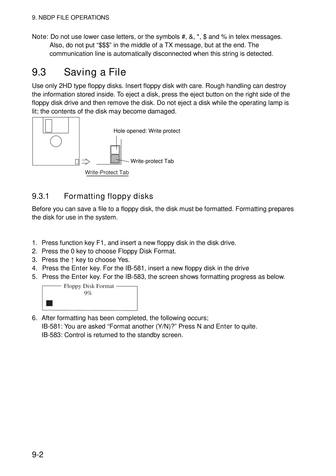 Furuno FS-5070 manual Saving a File, Formatting floppy disks 