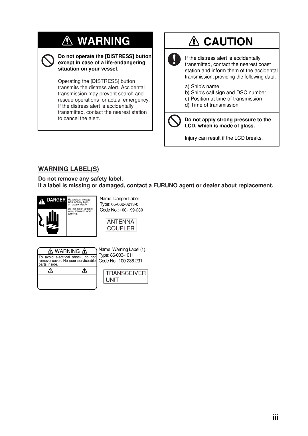 Furuno FS-5070 manual Iii 