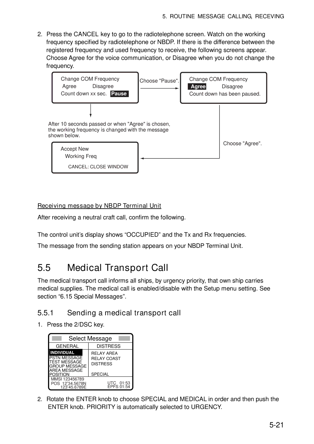 Furuno FS-5070 manual Medical Transport Call, Sending a medical transport call 