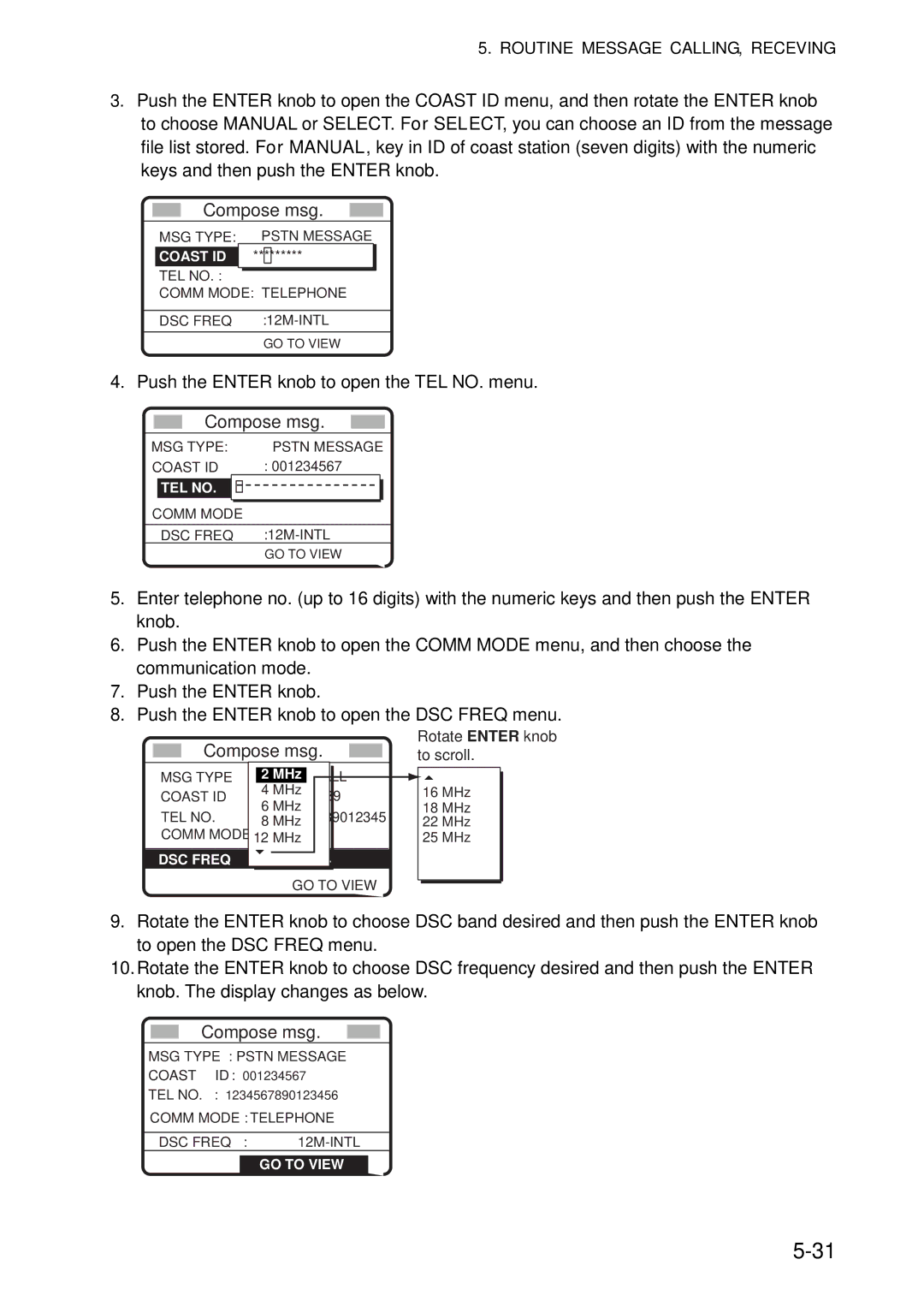 Furuno FS-5070 manual Push the Enter knob to open the TEL NO. menu, To scroll 