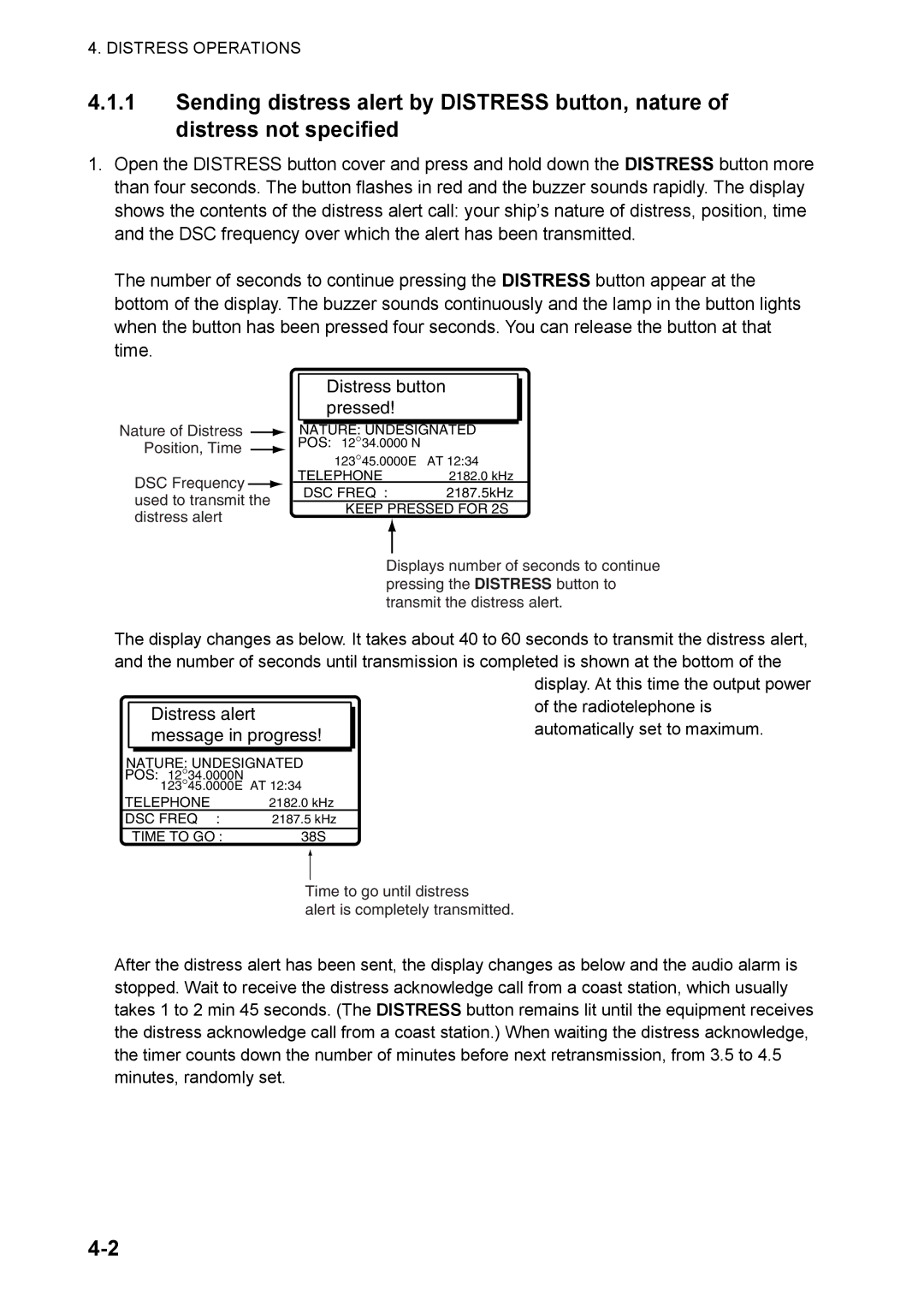 Furuno FS-5070 manual Distress Operations 