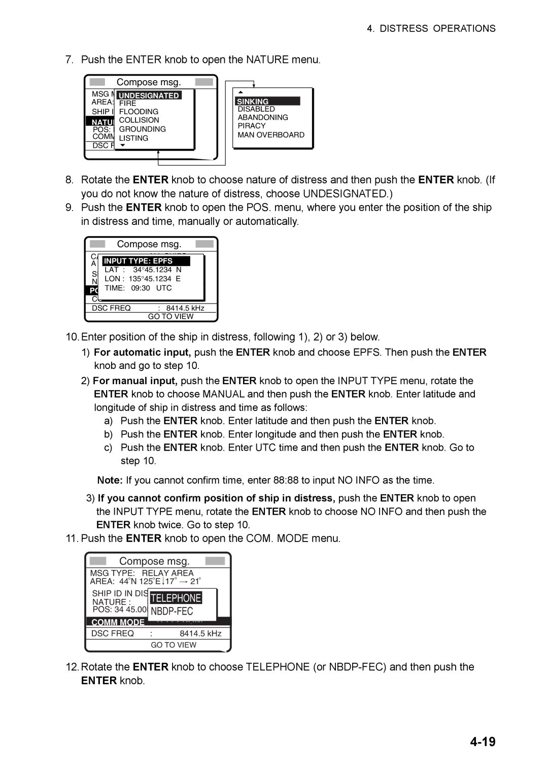 Furuno FS-5070 manual Ship ID in Dist Nature Telephone 