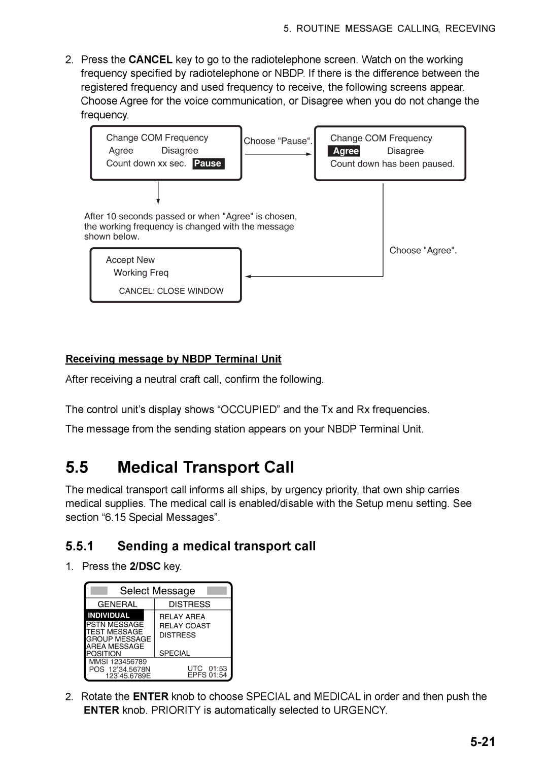 Furuno FS-5070 manual Medical Transport Call, Sending a medical transport call 