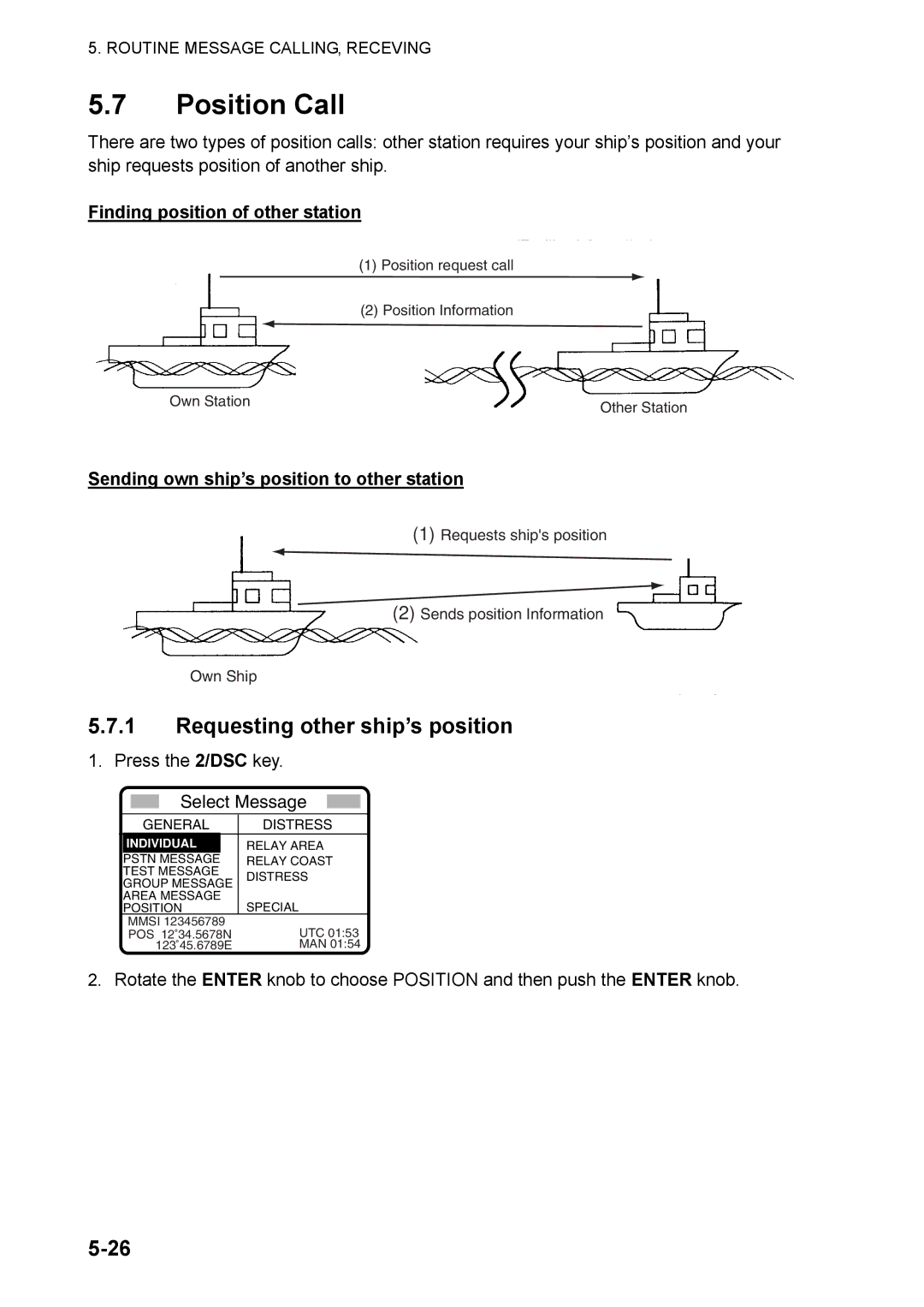 Furuno FS-5070 manual Position Call, Requesting other ship’s position, Finding position of other station 