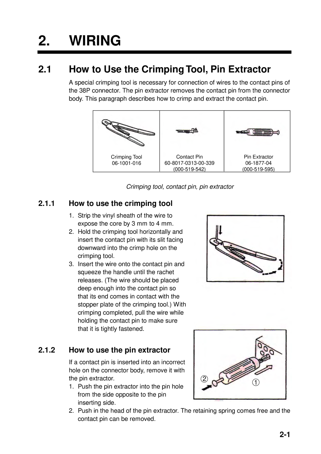 Furuno FSV-24S How to Use the Crimping Tool, Pin Extractor, How to use the crimping tool, How to use the pin extractor 