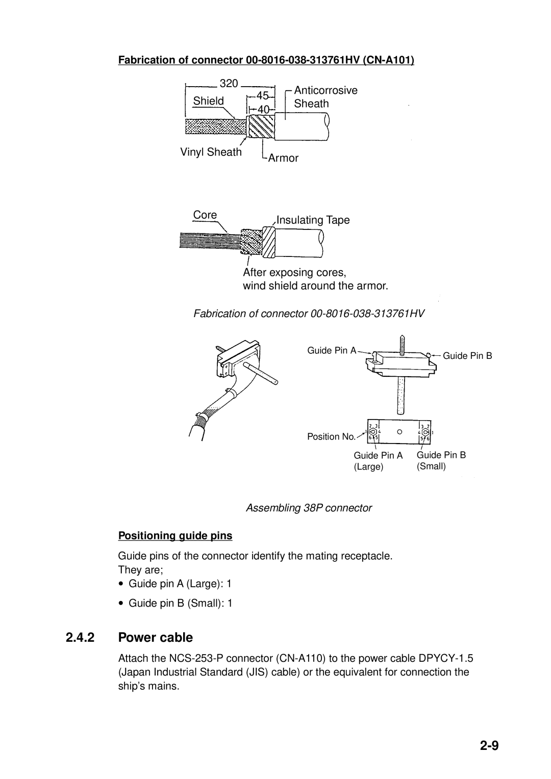 Furuno FSV-24S installation manual Power cable 