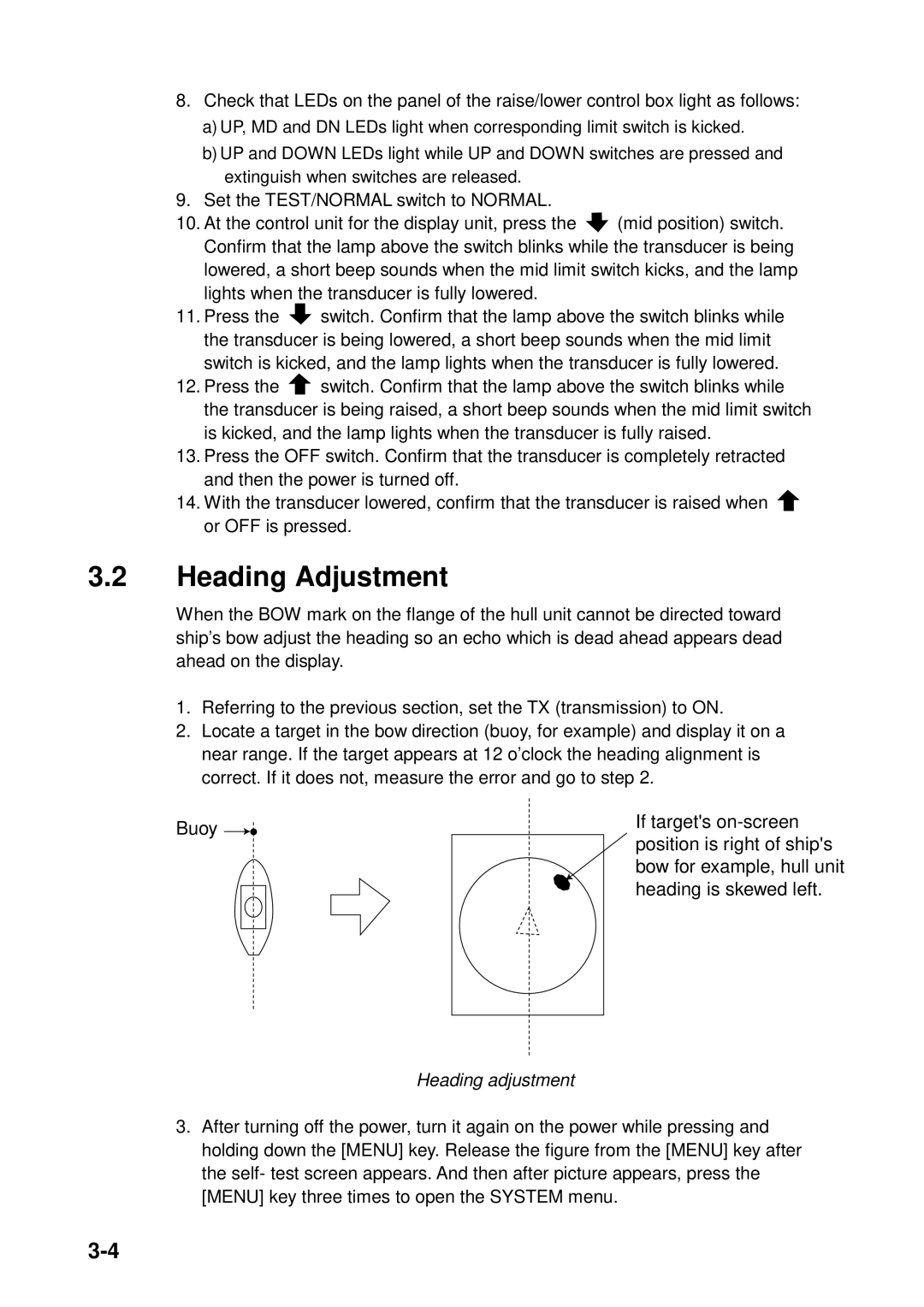 Furuno FSV-24S installation manual Heading Adjustment, Heading adjustment 