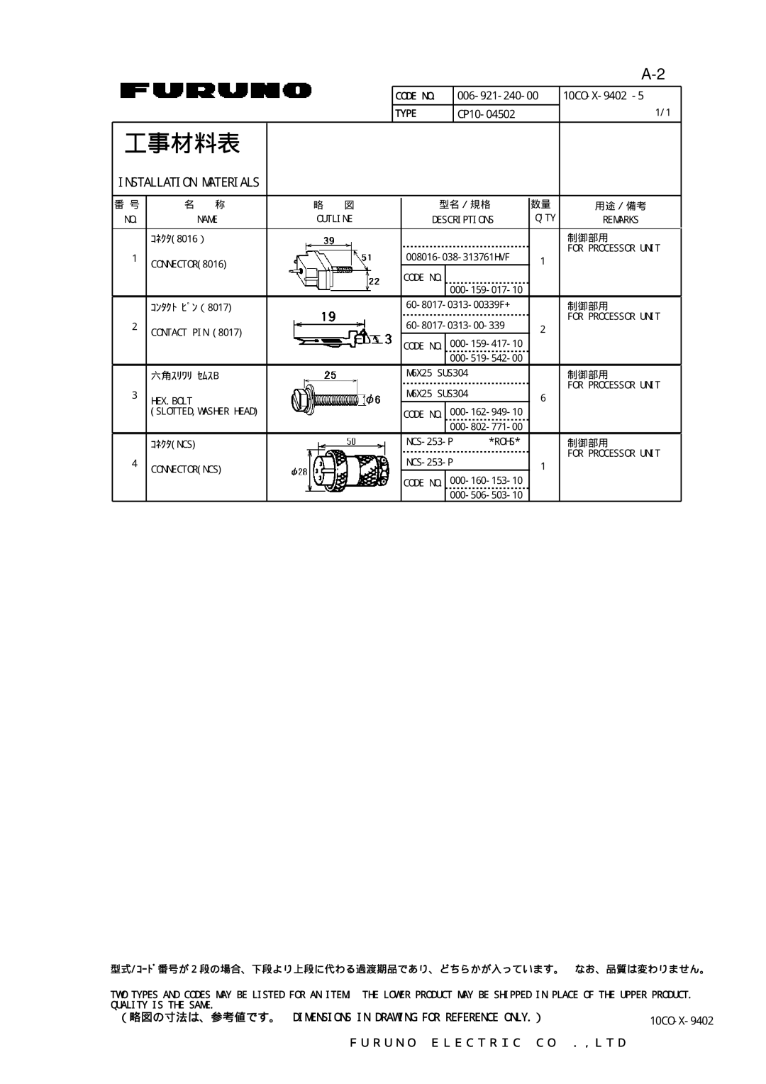 Furuno FSV-24S installation manual 006-921-240-00 10CO-X-9402 