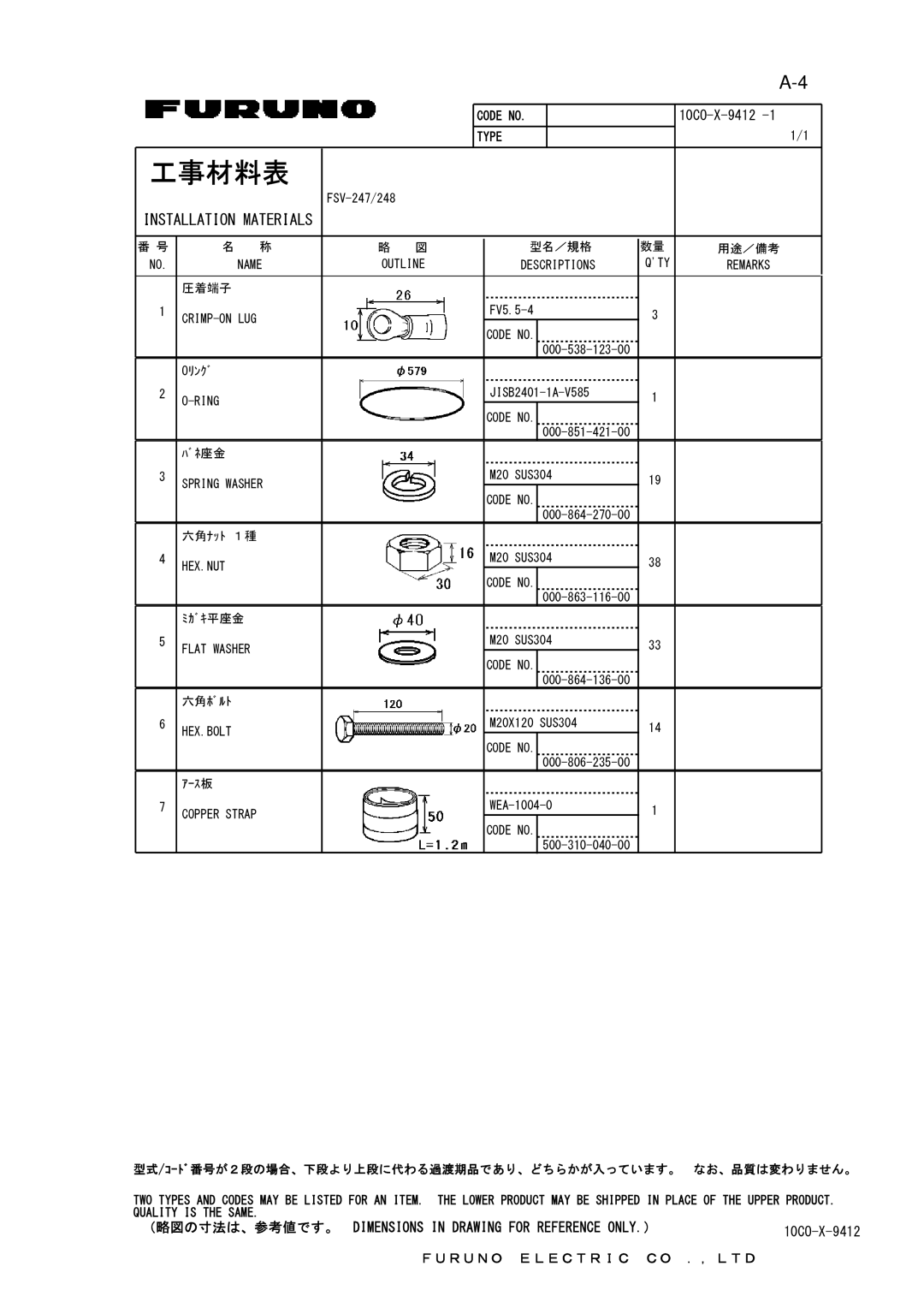 Furuno FSV-24S installation manual 10CO-X-9412 