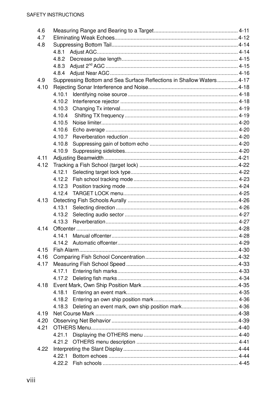 Furuno FSV-84 manual Viii 