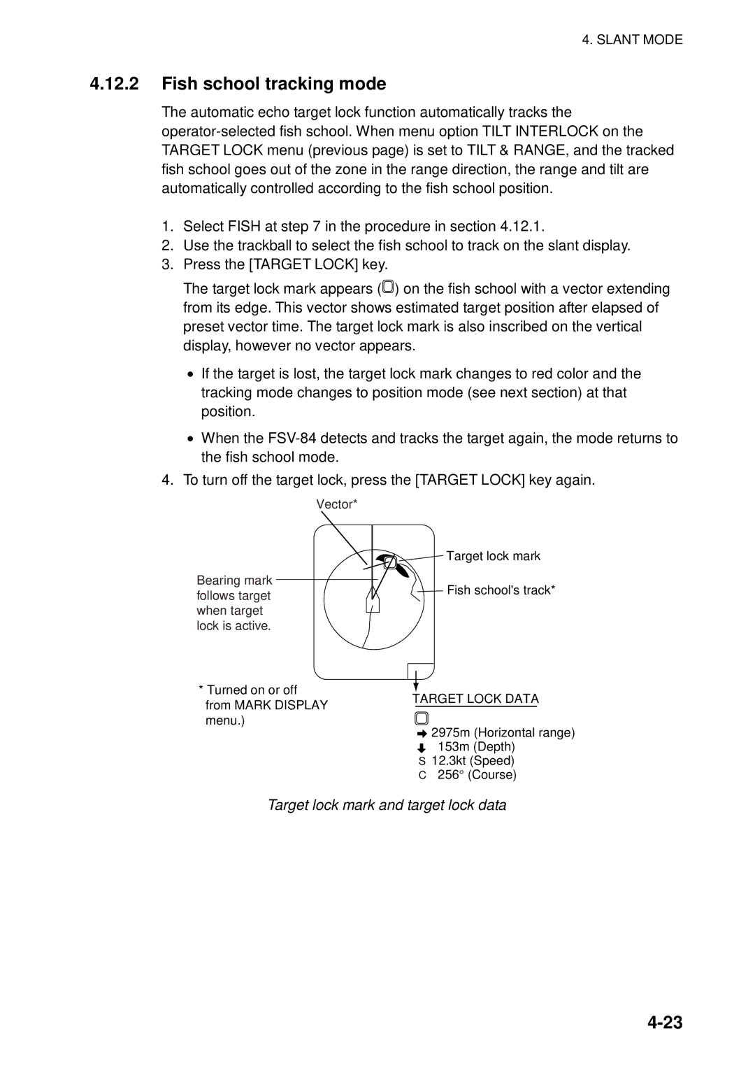 Furuno FSV-84 manual Fish school tracking mode 